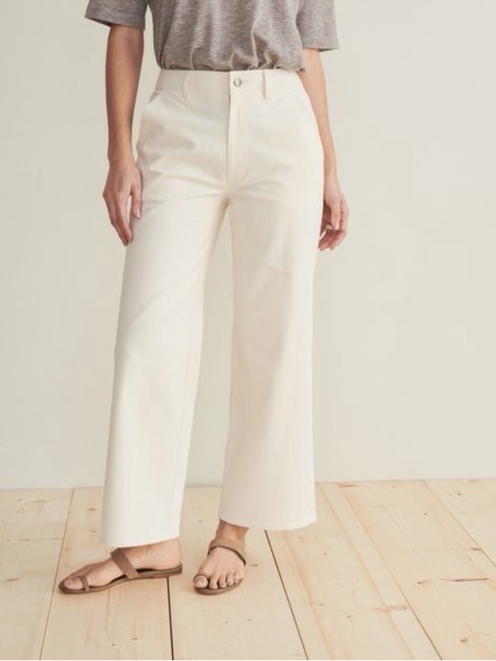 Jenni Kayne High-Rise Wide-Leg Ankle  Jeans in Cream Women’s 2 Stretch